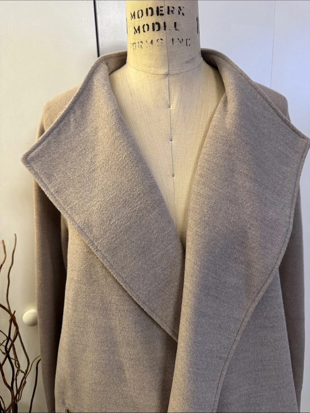 Chico's Taupe Open-Front Trench Coatigan with Gold Zippers - Picture 2 of 7